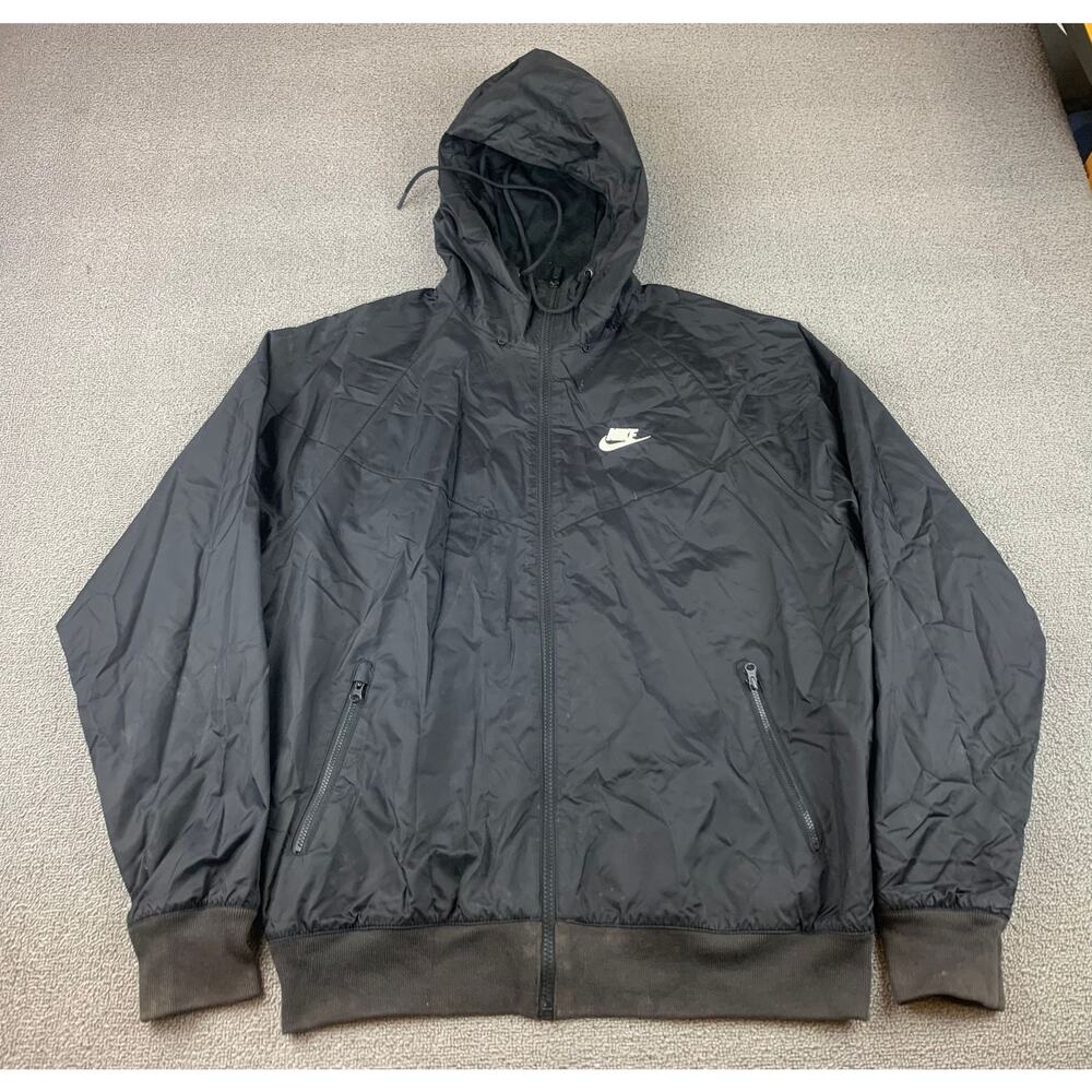 Nike Men's Small Sportswear‎ Windbreaker Jacket All Black Nylon Shell